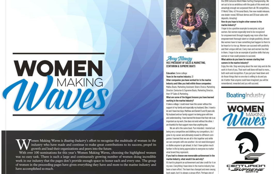 CENTURION & SUPREME AMY MAUZY RECOGNIZED AS A WOMAN MAKING WAVES